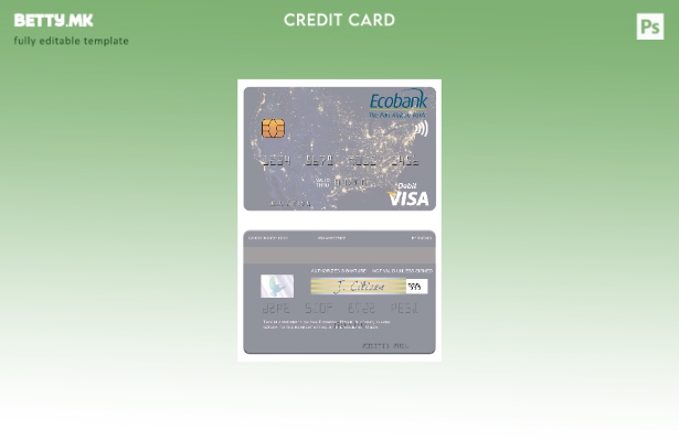 Шаблон за дебитна картичка за виза на Niger Ecobank во модерен стил